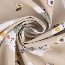 Baumwollstoff GUGEO Bären Äpfel Birnen beige weiß grün rost ocker schwarz 1,5m Breite