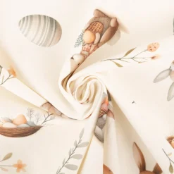 Baumwollstoff Halbpanama Osterhasen ecru beige apricot 1,40m Breite