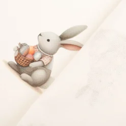 Baumwollstoff Halbpanama Osterhasen ecru beige apricot 1,40m Breite