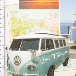 Baumwollstoff Halbpanama VW Bulli Summer Patch Pastell 1,40m Breite