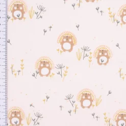 Baumwollstoff HATTIE Bären Regenbogen Pflanzen sand braun weiß ocker grau rosa 1,5m Breite