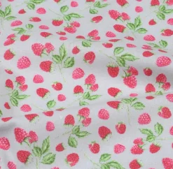Baumwollstoff Himbeeren hellgrau rosa 1,40m Breite