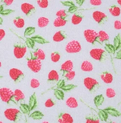 Baumwollstoff Himbeeren hellgrau rosa 1,40m Breite