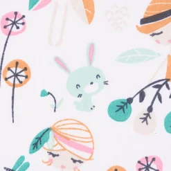Baumwollstoff JAELLE Fee Blumen Hase weiß mint rosa beige ocker 1,5m Breite