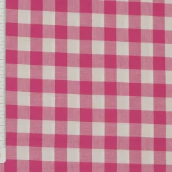 Baumwollstoff kariert weiß pink 16mm