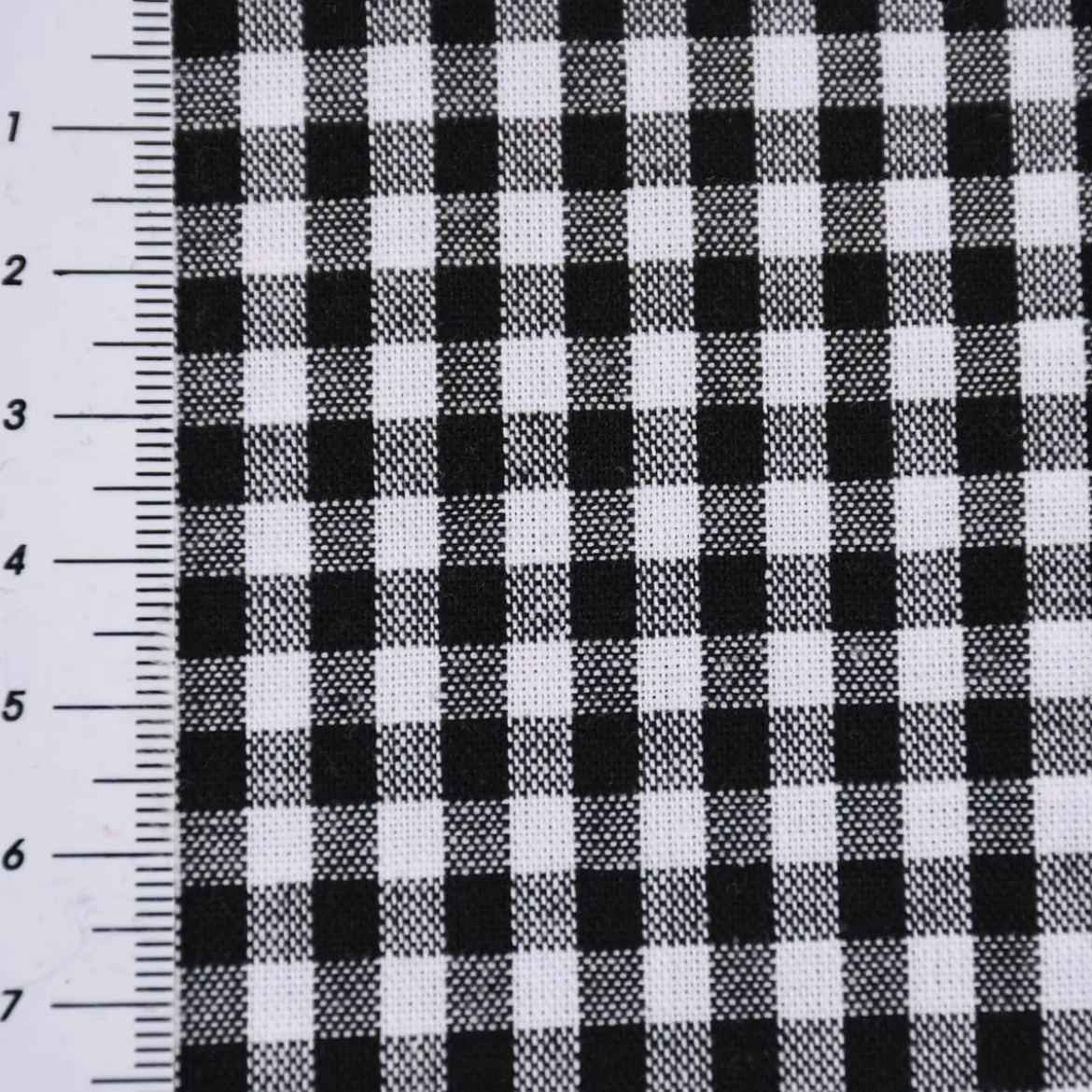 Baumwollstoff kariert weiß schwarz 5mm 1,4m Breite