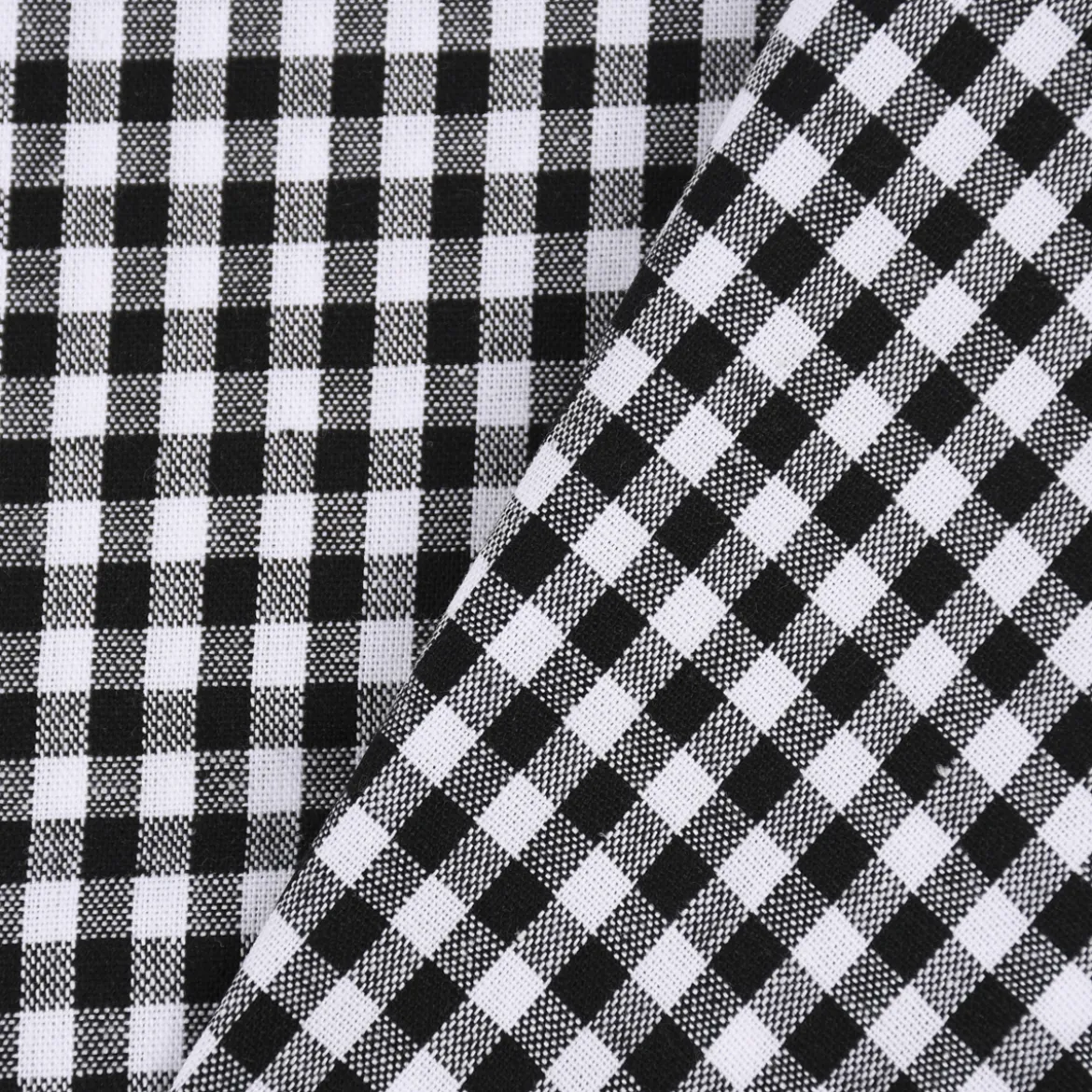 Baumwollstoff kariert weiß schwarz 5mm 1,4m Breite