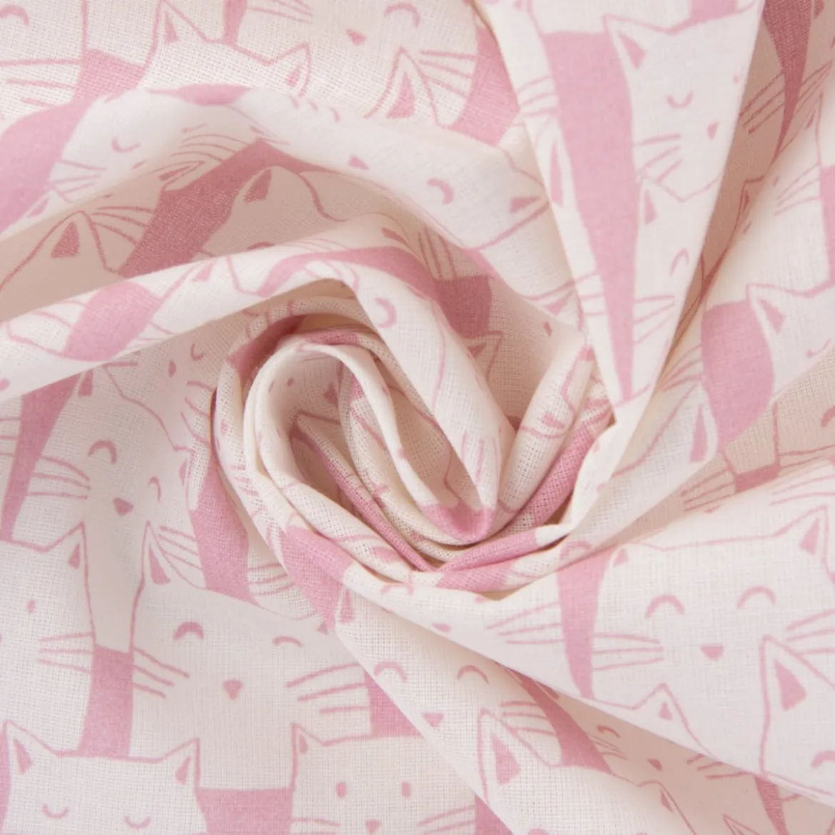 Baumwollstoff Katzen creme rosa 1,4m Breite