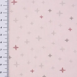Baumwollstoff Kreuze Sterne rosa grau altrosa 1,40m Breite