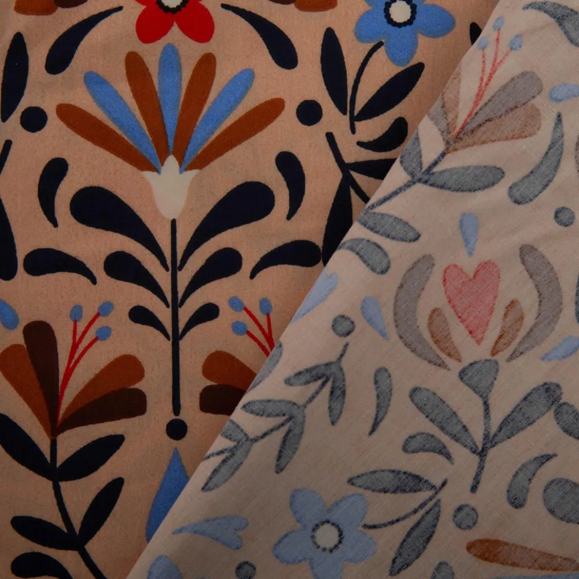 Baumwollstoff Lafleur Scandi Blumen beige 1,47m Breite