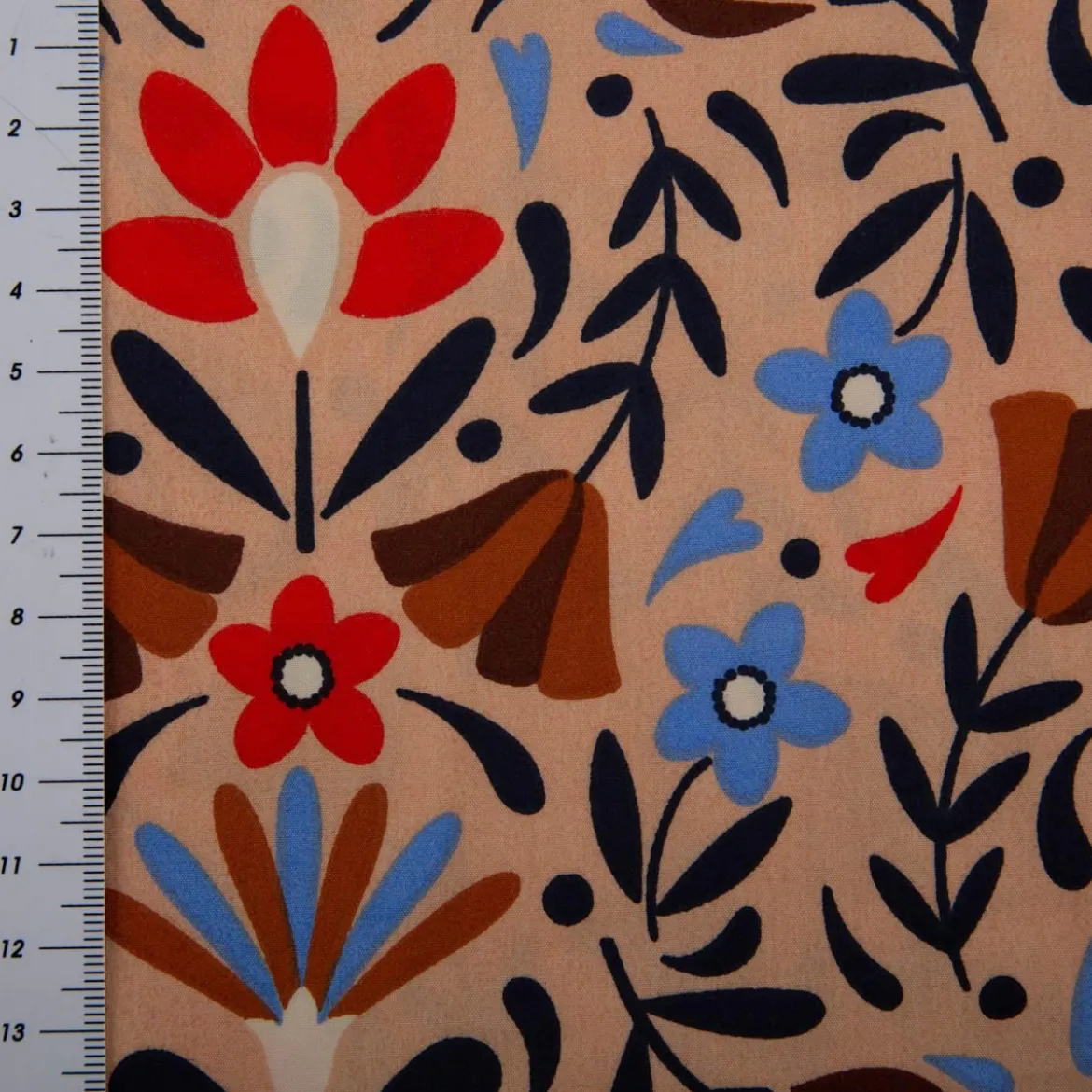 Baumwollstoff Lafleur Scandi Blumen beige 1,47m Breite