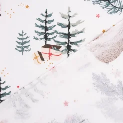 Baumwollstoff LUDWIG Weihnachten Tannenbaum Bär Geschenke weiß grün braun 1,5m Breite
