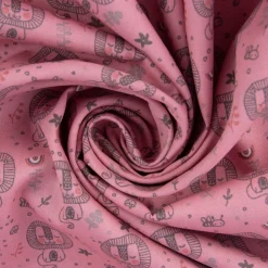 Baumwollstoff Löwe Biene Blumen altrosa grau 1,5m Breite