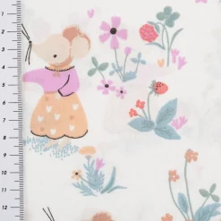 Baumwollstoff Mahaut Mäuse Blumen ecru bunt 1,47m Breite