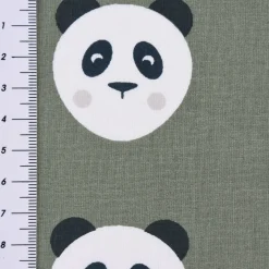 Baumwollstoff MAOTEY Pandabär grün weiß schwarz 1,5m Breite