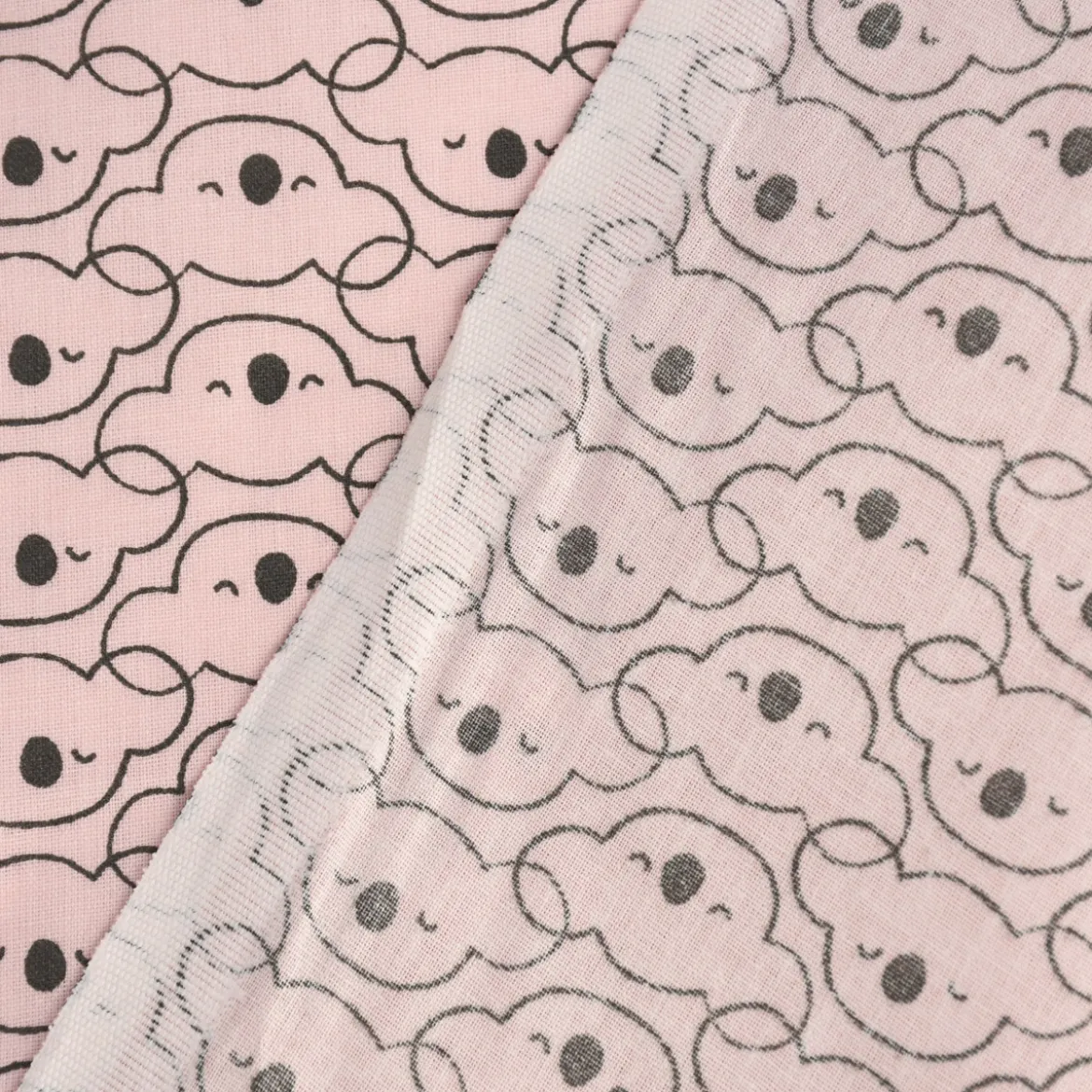 Baumwollstoff MIKOA Koala Kopf rosa dunkelgrau 1,50m Breite