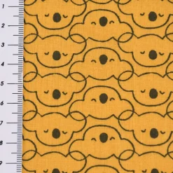 Baumwollstoff MIKOA Koala Kopf ocker dunkelgrau 1,50m Breite