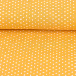Baumwollstoff Mini Sterne gelb weiß
