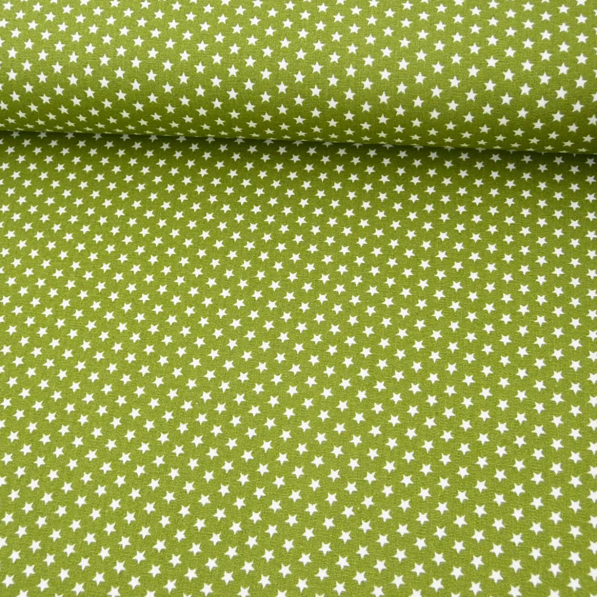 Baumwollstoff Mini Sterne oliv grün weiß