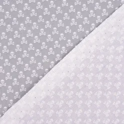 Baumwollstoff Mini Totenköpfe grau 1,45m Breite