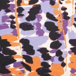 Baumwollstoff mit 40% Viskose abstrakt ecru orange lila schwarz 1,48m Breite