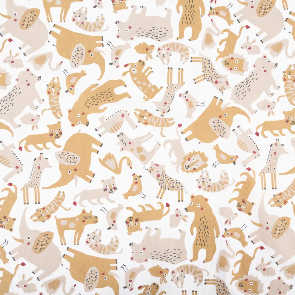 Baumwollstoff Mizoun Tiere weiß beige 1,47m Breite