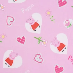 Baumwollstoff Organic Bio Popeline Peppa Wutz Herzen rosa 1,50m Breite