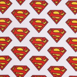 Baumwollstoff Organic Bio Popeline Superman™© Logo weiß 1,50m Breite