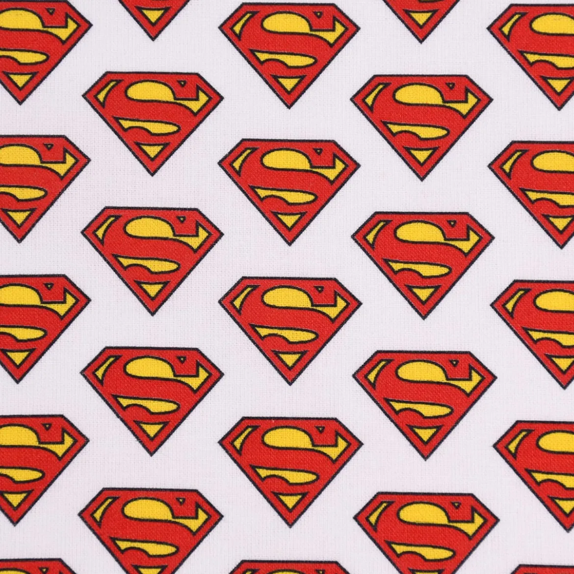 Baumwollstoff Organic Bio Popeline Superman™© Logo weiß 1,50m Breite