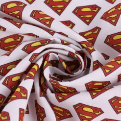 Baumwollstoff Organic Bio Popeline Superman™© Logo weiß 1,50m Breite