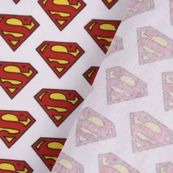 Baumwollstoff Organic Bio Popeline Superman™© Logo weiß 1,50m Breite
