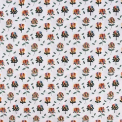 Baumwollstoff Organic Bio Popeline Blume mit bunten Blüten weiß bunt 1,50m Breite