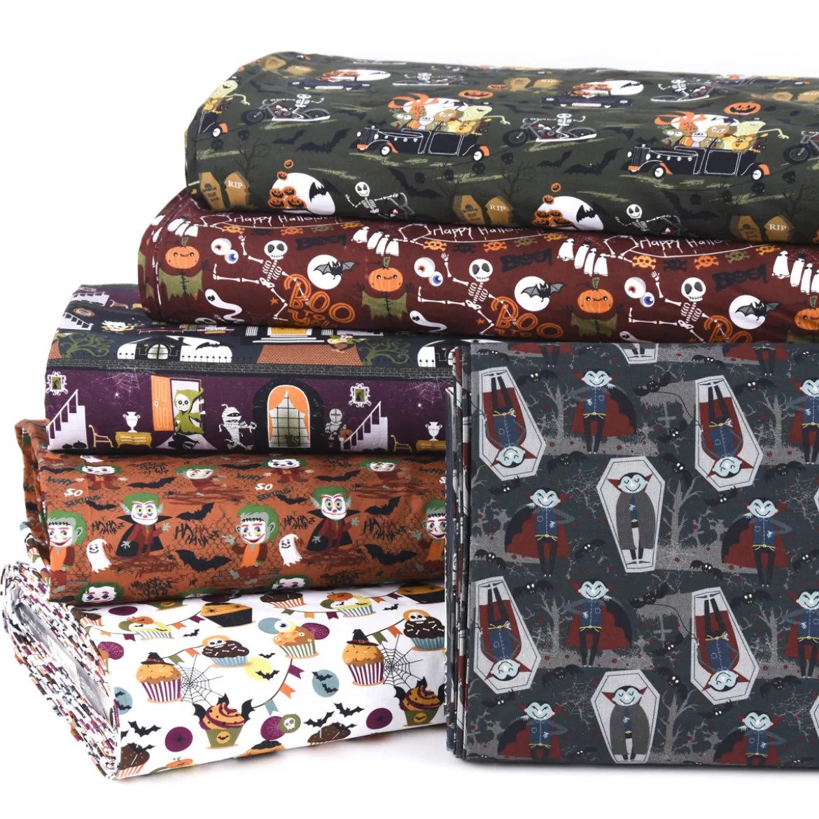 Baumwollstoff Organic Bio Popeline Halloween Frankenstein Monster braun grün orange 1,50m Breite