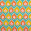 Baumwollstoff Perkal Retro Blumen Luka türkis orange gelb 1,5m Breite