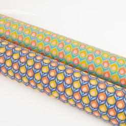 Baumwollstoff Perkal Retro Blumen Luka türkis orange gelb 1,5m Breite