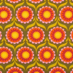 Baumwollstoff Perkal Retro Blumen JoliJoli grün pink gelb 1,5m Breite