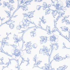 Baumwollstoff Perkal Retro Blumenranken Elisabeth ecru blau 1,5m Breite