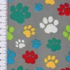Baumwollstoff Pfoten Pfotenabdrücke grau bunt 1,6m Breite