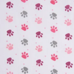 Baumwollstoff Pfoten Tatzen Abdrücke weiß grau rosa pink beere 1,4m Breite
