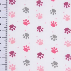 Baumwollstoff Pfoten Tatzen Abdrücke weiß grau rosa pink beere 1,4m Breite