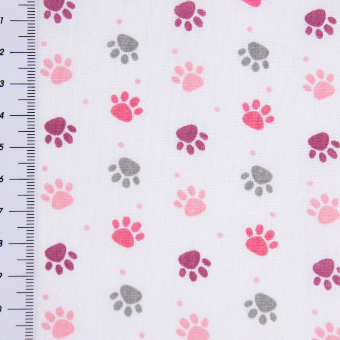 Baumwollstoff Pfoten Tatzen Abdrücke weiß grau rosa pink beere 1,4m Breite