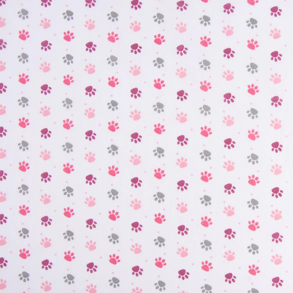 Baumwollstoff Pfoten Tatzen Abdrücke weiß grau rosa pink beere 1,4m Breite