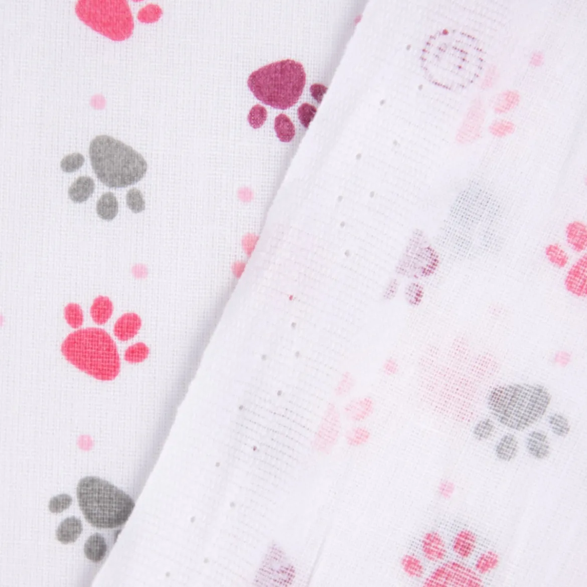 Baumwollstoff Pfoten Tatzen Abdrücke weiß grau rosa pink beere 1,4m Breite