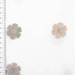 Baumwollstoff Popeline bestickt Blüten weiß nude 135cm