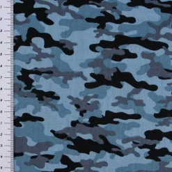 Baumwollstoff Popeline Camouflage Tarnmuster blau schwarz 1,45m Breite