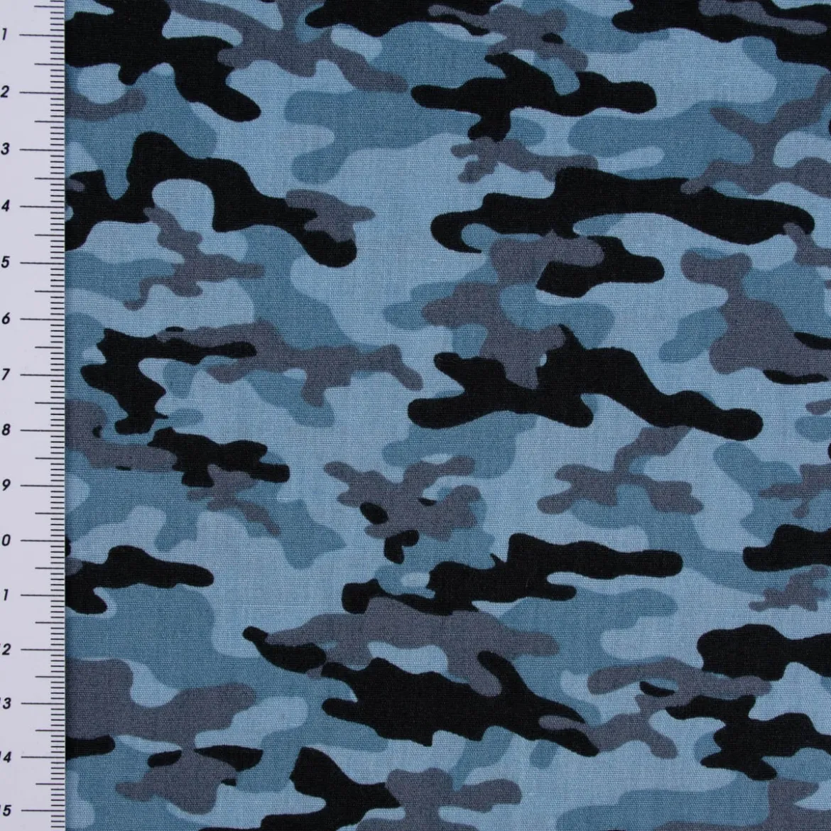 Baumwollstoff Popeline Camouflage Tarnmuster blau schwarz 1,45m Breite