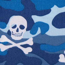 Baumwollstoff Popeline Camouflage Totenköpfe blau 1,44m Breite
