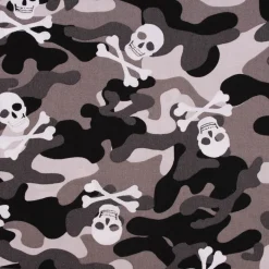 Baumwollstoff Popeline Camouflage Totenköpfe grau 1,44m Breite