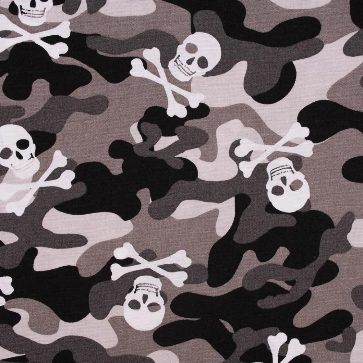 Baumwollstoff Popeline Camouflage Totenköpfe grau 1,44m Breite