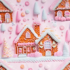 Baumwollstoff Popeline Digitaldruck Weihnachtsstoff Gretel Lebkuchenhaus rosa 1,47m Breite